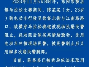 法盲！女子在马拉松场外当众脚踢老警察，岂不知她踢的是一级警督